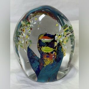 Vintage Murano Style Hand Blown Glass Aquarium Paperweight Fish 5 in READ